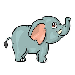 Elephant on white background Cute Cartoon animal . Vector illustration