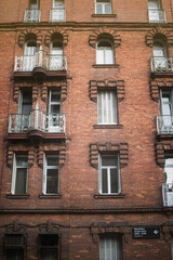 Fototapeta na wymiar Brick building facade in Buenos Aires