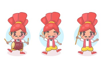 Set of cute indian baisakhi character with optional apprearance Premium Vector
