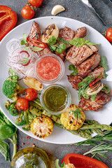 shish kebab and vegetables grilled