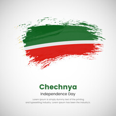 Brush painted grunge flag of Chechnya country. Independence day of Chechnya. Abstract creative painted grunge brush flag background.
