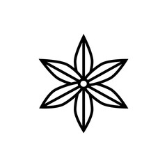 Star anise black line icon. Seasoning vector illustration. Isolated contour of orthopedics diseases on white background. Editable stroke