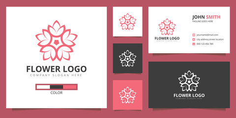 flower logo and Business Card design inspiration vector template for your company business	