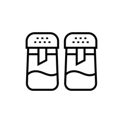 Black pepper and salt black line icon. Seasoning vector illustration. Isolated contour of orthopedics diseases on white background. Editable stroke