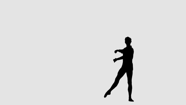 Silhouette of a man dancing ballet. Elegant dance element from classical ballet