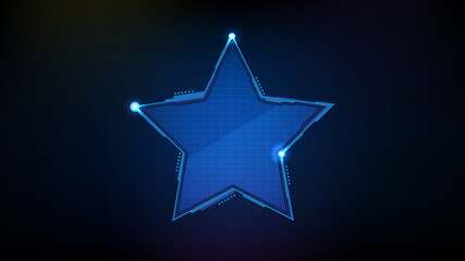 abstract background of Blue glowing triangle star technology sci fi frame hud ui