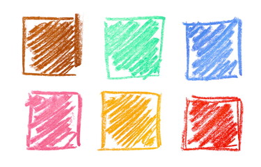Colorful rectangle chalk hatching set and collection isolated on white background