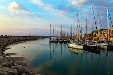 Fototapeta na wymiar Marina is a harbor for yachts
