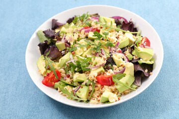 quinoa salad with avocado and tomato