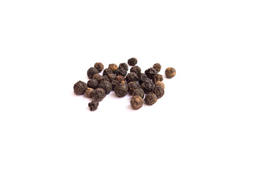 Black pepper on white isolated backgound