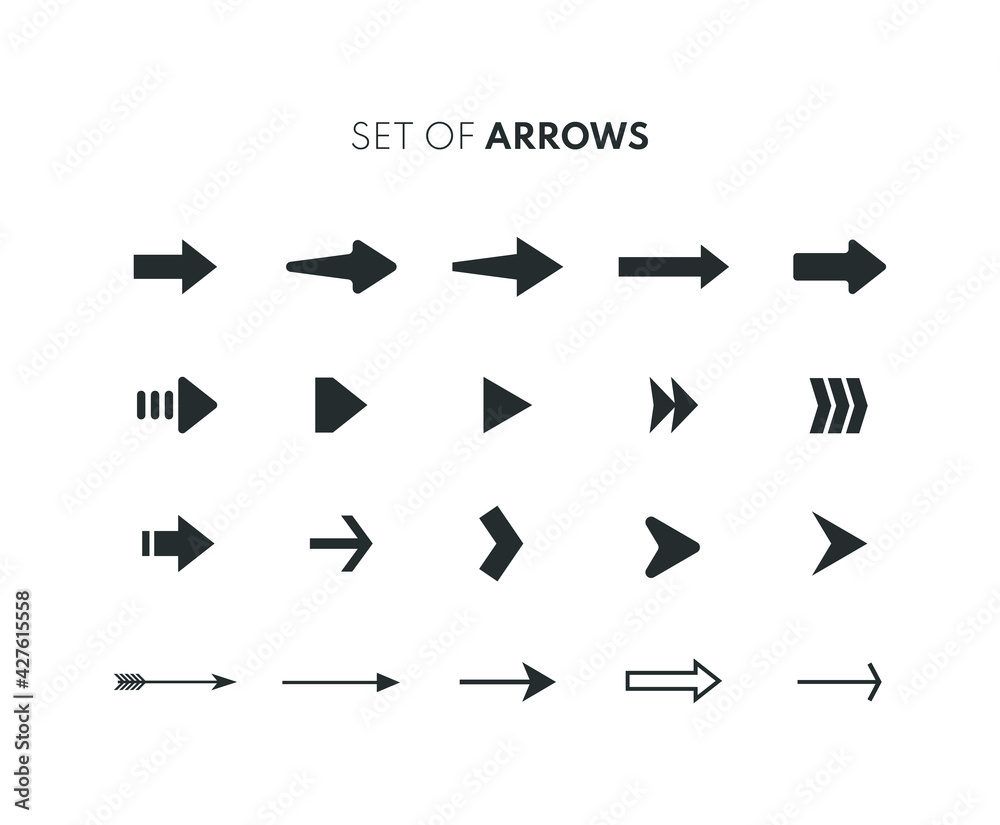 Poster set of arrows isolated on white background. vector illustration. arrows collection.