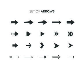 Set of arrows isolated on white background. Vector illustration. Arrows collection.