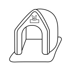 Bed for pet, dog or cat in doodle style. Vector illustration. Cute bed for your favorite pet, cat and dog. Hand drawn object isolated on white background.