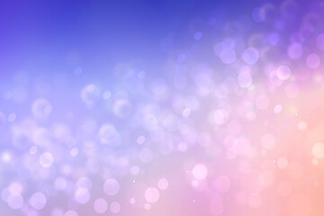 Abstract blue gradient pink purple background texture with glitter defocused sparkle bokeh circles and glowing circular lights. Beautiful backdrop with bokeh light effect.