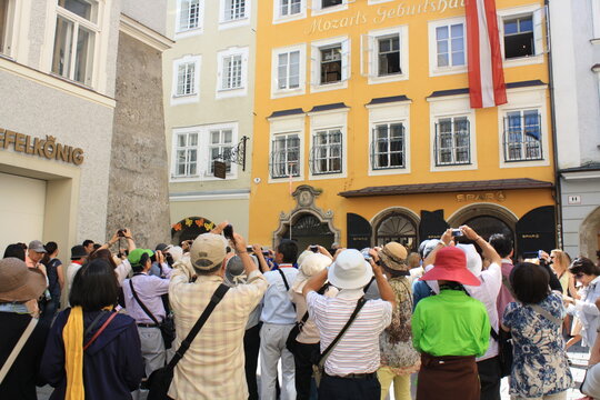 La casa donde naci&oacute; Mozart, Salzburgo. Austria.