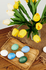tulip bouquet colorful eggs easter spring holiday