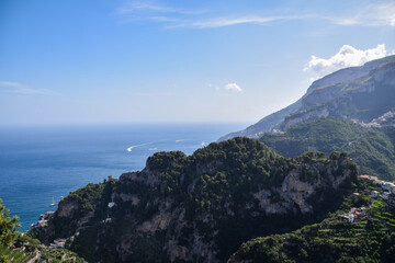 Fototapeta premium Beautiful views of the mountains and the Mediterranean Sea in Italy, Ravello.