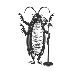Cockroach singing sketch raster illustration