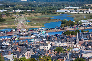 Fototapeta na wymiar Aerial view of the city of Honfleur in Calvados, France.