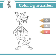 Color by numbers. Coloring page for preschool children. Learn numbers for kindergartens and schools. Educational game. Vector illustration 