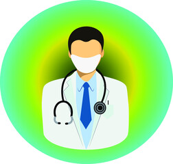Fototapeta premium doctor masked man green background