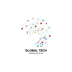 Global tech network icon design vector illustration
