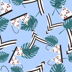 Seamless pattern with women's swimwear. Vector illustration.