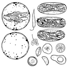 Mexican tacos. Vector illustration.