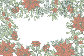 Vector background with Christmas plants .
