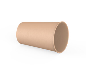 Brown disposable paper cup mock up for coffee, tea, soda and soft drink. Kraft cardboard paper cup on isolated white background, 3d illustration