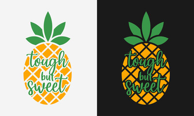 tough but sweet, hello summer calligraphy, hand drawn lettering illustration vector