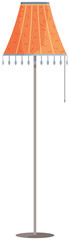 High floor lamp on long leg with fabric top. Room lighting interior device vector illustration