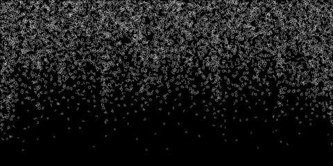 Falling numbers, big data concept. Binary white chaotic flying digits. Sublime futuristic banner on black background. Digital vector illustration with falling numbers.