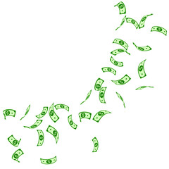 American dollar notes falling. Sparse USD bills on