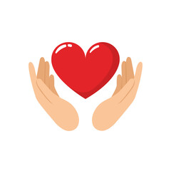 logo heart in hand, hand holding red heart