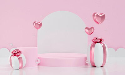 Abstract pink pastel background. 3d render design for podium, pedestal, stand, greeting card design.
