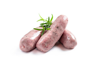 Pork sausages isolated on white background