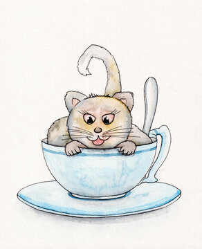 sweet cat in a cup