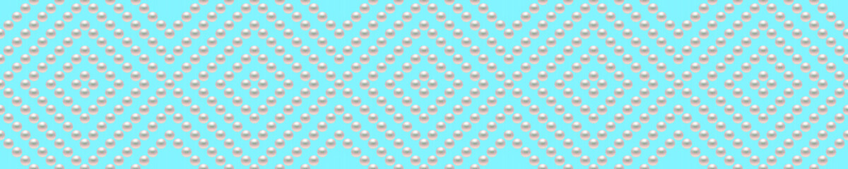 Blue luxury background with small pearls and rhombuses. Seamless vector illustration. 