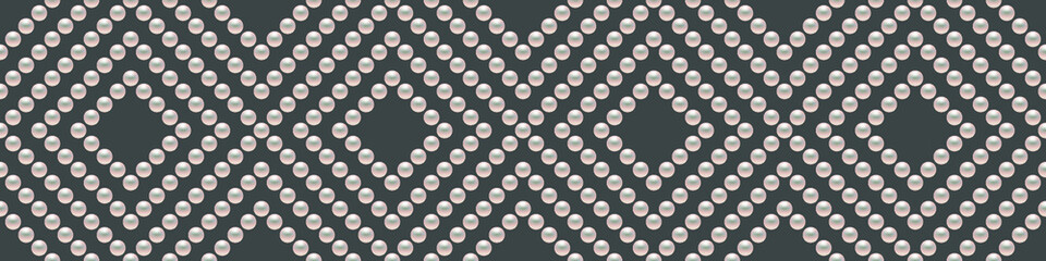 Dark luxury background with small pearls and rhombuses. Seamless vector illustration. 