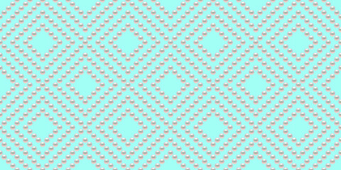 Blue luxury background with small pearls and rhombuses. Seamless vector illustration. 
