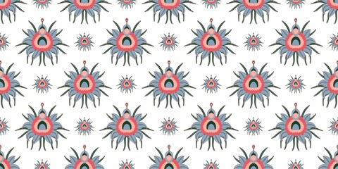 Seamless pattern with CHRISANTEMES. PATTERN IN CHINESE STYLE. STYLIZED CHRYSANTHEMA FLOWER. Vector illustration