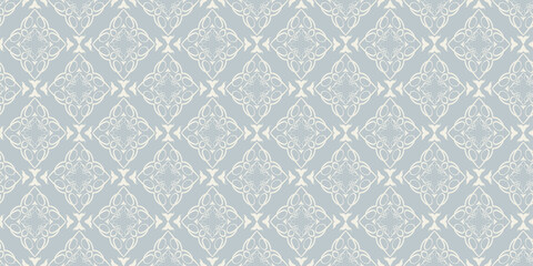 Abstract background pattern with floral ornaments on a gray background, vintage style, wallpaper. Seamless pattern, texture for your design. Vector graphics 