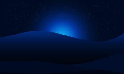 starry night in the desert. landscape template background. design vector.