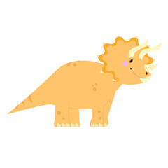 Vector triceratops dinosaur isolated on white background. Cute baby dino print.