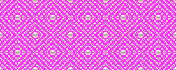 Pink luxury background with small pearls and rhombuses. Seamless vector illustration. 