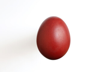 Easter red eggs on the white background.