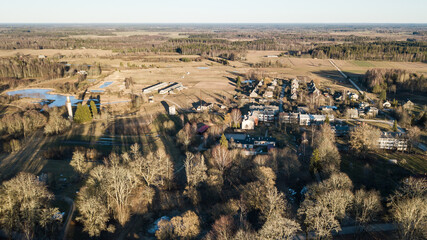 Aerial view of village Laidi, Latvia.