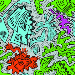 Seamless abstract unusual artwork with freehand strange pattern