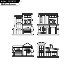 Vector illustration of a house designed in an outline style for a real estate theme